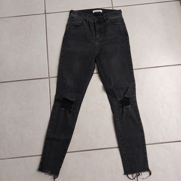 Pacsun Womens High Rise Ankle Jeggings Black Distressed Stretch Denim Jeans 25 - Picture 2 of 12